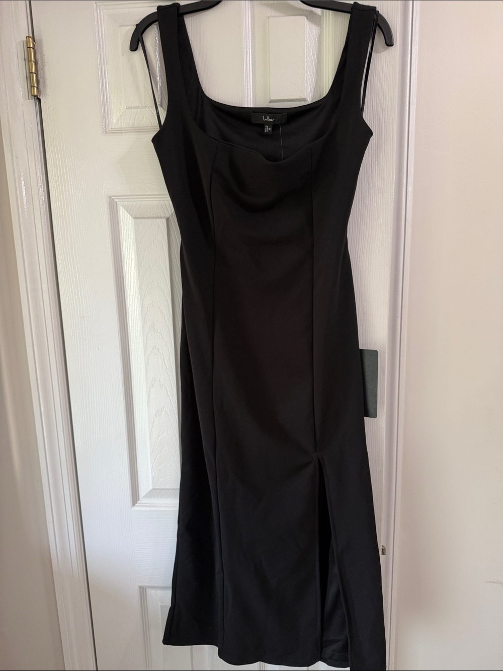 Lulu's Black Sleeveless Square Neck Sheath Evening Dress